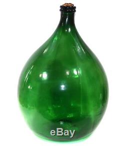 Huge Vintage Green Glass Demijohn Wine Bottle Italian Wine Carboy