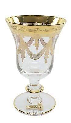 Interglass Italy Wine 6-pc Luxury Crystal Glasses, Vintage Design, 24K Gold