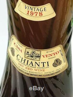 Italian- Tall Tuscun Chianti Green Glass Wine Bottle Shape of a Woman Vtg 1976