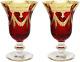 - Italy Ruby Red Crystal Wine Goblets Vintage Design 24K Gold Hand Decorated, 10