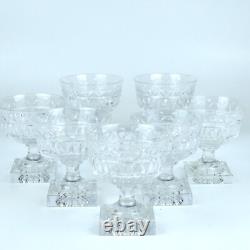 Kosta Sweden Crystal Wine Glasses Coupe Dessert Square Base Vintage Stemware x7