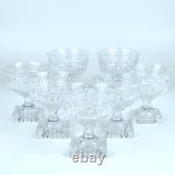 Kosta Sweden Crystal Wine Glasses Coupe Dessert Square Base Vintage Stemware x7