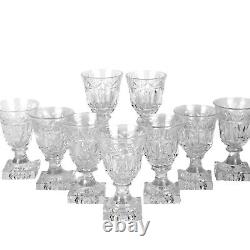 Kosta Sweden Crystal Wine Glasses Goblets Signed Square Base Vintage Stemware x9