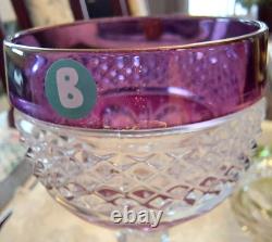 LOT 4 Vtg Anna Hutte Crystal Cut Clear Goblet Glass Wine Purple Red Green Burgan