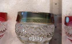LOT 4 Vtg Anna Hutte Crystal Cut Clear Goblet Glass Wine Purple Red Green Burgan