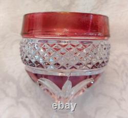 LOT 4 Vtg Anna Hutte Crystal Cut Clear Goblet Glass Wine Purple Red Green Burgan