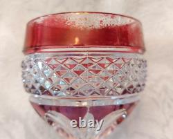 LOT 4 Vtg Anna Hutte Crystal Cut Clear Goblet Glass Wine Purple Red Green Burgan