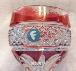 LOT 4 Vtg Anna Hutte Crystal Cut Clear Goblet Glass Wine Purple Red Green Burgan