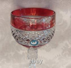 LOT 8 Vtg Anna Hutte Crystal Cut Clear Goblet Glass Wine Purple Red Green Maroon