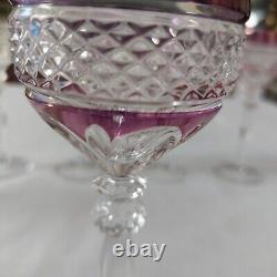 LOT 8 Vtg Anna Hutte Crystal Cut Clear Goblet Glass Wine Purple Red Green Maroon