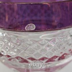 LOT 8 Vtg Anna Hutte Crystal Cut Clear Goblet Glass Wine Purple Red Green Maroon