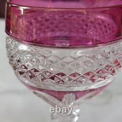 LOT 8 Vtg Anna Hutte Crystal Cut Clear Goblet Glass Wine Purple Red Green Maroon