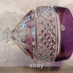 LOT 8 Vtg Anna Hutte Crystal Cut Clear Goblet Glass Wine Purple Red Green Maroon