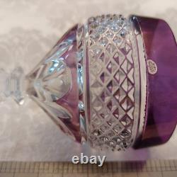 LOT 8 Vtg Anna Hutte Crystal Cut Clear Goblet Glass Wine Purple Red Green Maroon