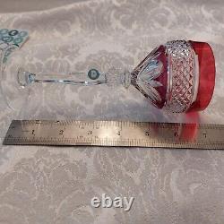 LOT 8 Vtg Anna Hutte Crystal Cut Clear Goblet Glass Wine Purple Red Green Maroon