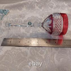 LOT 8 Vtg Anna Hutte Crystal Cut Clear Goblet Glass Wine Purple Red Green Maroon