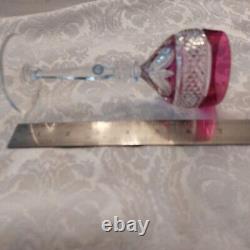 LOT 8 Vtg Anna Hutte Crystal Cut Clear Goblet Glass Wine Purple Red Green Maroon