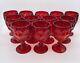 LOT of 12 Vintage Royal Ruby Red Amberina GLASS 5-5/8 Water Goblets Thumbprint