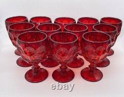 LOT of 12 Vintage Royal Ruby Red Amberina GLASS 5-5/8 Water Goblets Thumbprint