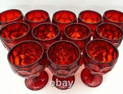 LOT of 12 Vintage Royal Ruby Red Amberina GLASS 5-5/8 Water Goblets Thumbprint