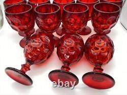 LOT of 12 Vintage Royal Ruby Red Amberina GLASS 5-5/8 Water Goblets Thumbprint