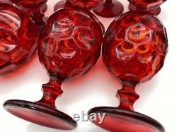 LOT of 12 Vintage Royal Ruby Red Amberina GLASS 5-5/8 Water Goblets Thumbprint