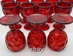 LOT of 12 Vintage Royal Ruby Red Amberina GLASS 5-5/8 Water Goblets Thumbprint