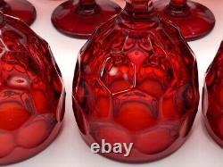 LOT of 12 Vintage Royal Ruby Red Amberina GLASS 5-5/8 Water Goblets Thumbprint