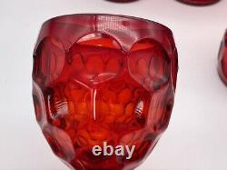 LOT of 12 Vintage Royal Ruby Red Amberina GLASS 5-5/8 Water Goblets Thumbprint