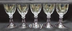 LOT of 5 RARE Vintage Large Pink Stem Crystal Goblets Wine Glasses 7 Tall