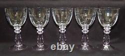 LOT of 5 RARE Vintage Large Pink Stem Crystal Goblets Wine Glasses 7 Tall