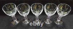 LOT of 5 RARE Vintage Large Pink Stem Crystal Goblets Wine Glasses 7 Tall