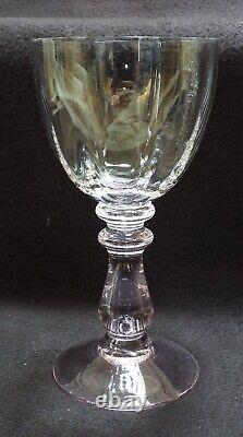 LOT of 5 RARE Vintage Large Pink Stem Crystal Goblets Wine Glasses 7 Tall