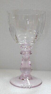 LOT of 5 RARE Vintage Large Pink Stem Crystal Goblets Wine Glasses 7 Tall