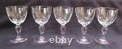 LOT of 5 RARE Vintage Portieux Vallerysthal France Pink Stem Crystal Goblet Wine