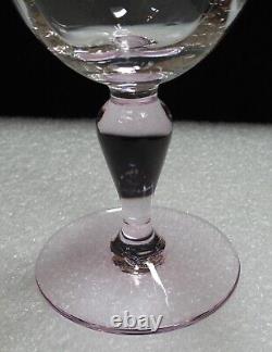 LOT of 5 RARE Vintage Portieux Vallerysthal France Pink Stem Crystal Goblet Wine