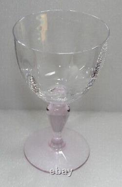 LOT of 5 RARE Vintage Portieux Vallerysthal France Pink Stem Crystal Goblet Wine