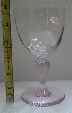 LOT of 5 RARE Vintage Portieux Vallerysthal France Pink Stem Crystal Goblet Wine