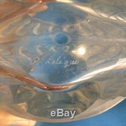 Lalique Crystal Glass Wine Decanter with Stopper Signed R Lalique Vintage 11 Tall