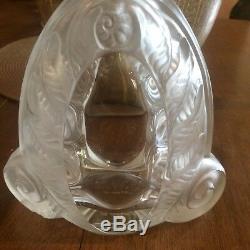 Lalique Crystal Glass Wine Decanter with Stopper Signed R Lalique Vintage 11 Tall