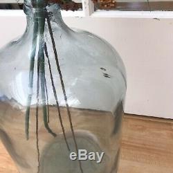 Large Antique Vintage Carboy DemiJohn Glass Wine Bottle Jug Vase 20 Tall Heavy