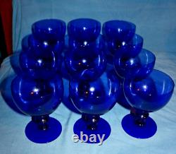 Large Set Vintage Nybro Cobalt Blue Crystal Glasses by Swedish Blown Glass 27 pc