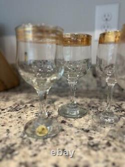 Lenox Vintage Wine Glass Autumn (Wide 24K Gold Band) Set of 6-Made in Italy