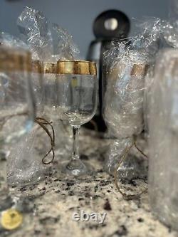 Lenox Vintage Wine Glass Autumn (Wide 24K Gold Band) Set of 6-Made in Italy