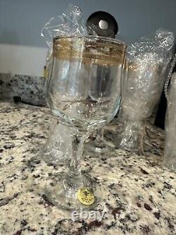 Lenox Vintage Wine Glass Autumn (Wide 24K Gold Band) Set of 6-Made in Italy