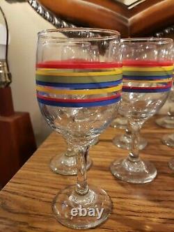 Libbey Fiesta Mambo Greenbrier Striped Wine, Water, Sherbert, Glass Plate Set 28