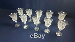 Lot 10 Vintage Bohemian 24% Crystal Wine Glass Queen Lace Hand Cut LN w Label