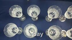 Lot 10 Vintage Bohemian 24% Crystal Wine Glass Queen Lace Hand Cut LN w Label