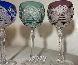 Lot 5 vintage cut to clear crystal glass cordial red wine goblet glasses stems