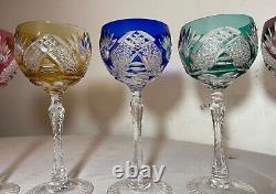Lot 5 vintage cut to clear crystal glass cordial red wine goblet glasses stems